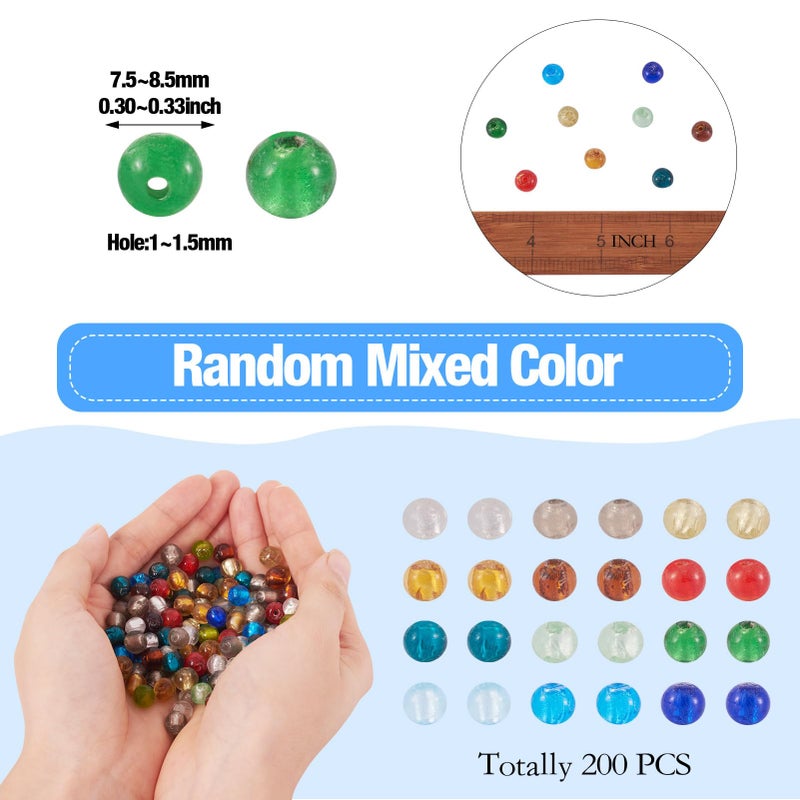 Craftdady 8mm Lampwork Glass Round Ball Spacer Beads 200Pcs Random Mixed Colors Handcrafted Hole: 2mm for Jewelry Making - Image 2